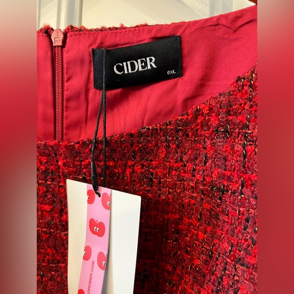 CIDER Red Tweed Fit & Flare Mini Dress 0XL NWT - Picture 2 of 11
